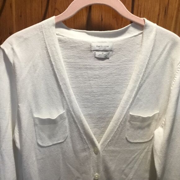 NWOT. Van Heusen Women’s Size M White Lightweight Knit Sweater Jacket - Picture 4 of 10